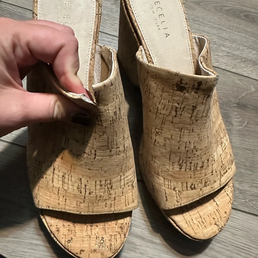 Cecilia New York Frost Cork Espadrille Platform Mule 10.5 NWOB